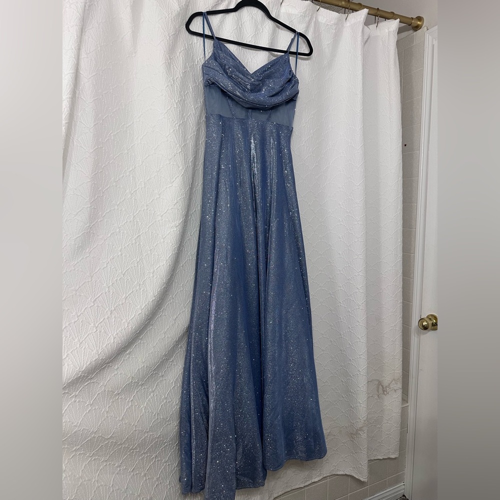 Fashion Nova Blue Bustier Prom Gown - Picture 5 of 8